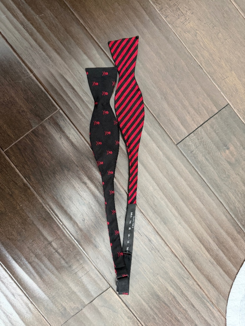 Saddlebred 100% Silk Black and Red Striped and Skull Crossbones Bowtie